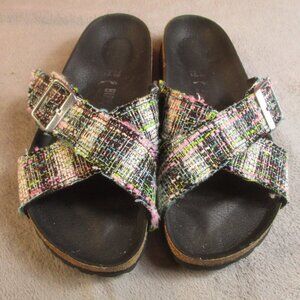 BIRKENSTOCK NIB SIENA II VEGAN RIVOT LOGO MULTI  COLOR BLACK FOOTBED 38 size